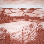 Gordon Aitcheson chalk pastel drawing landscape autumn fall england english wiltshire kennet minal
